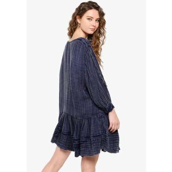 Free People Washed Ashore Dress XS Women Casual Flowy 3/4 Sleeve Short NEW 29984 - Picture 2 of 4